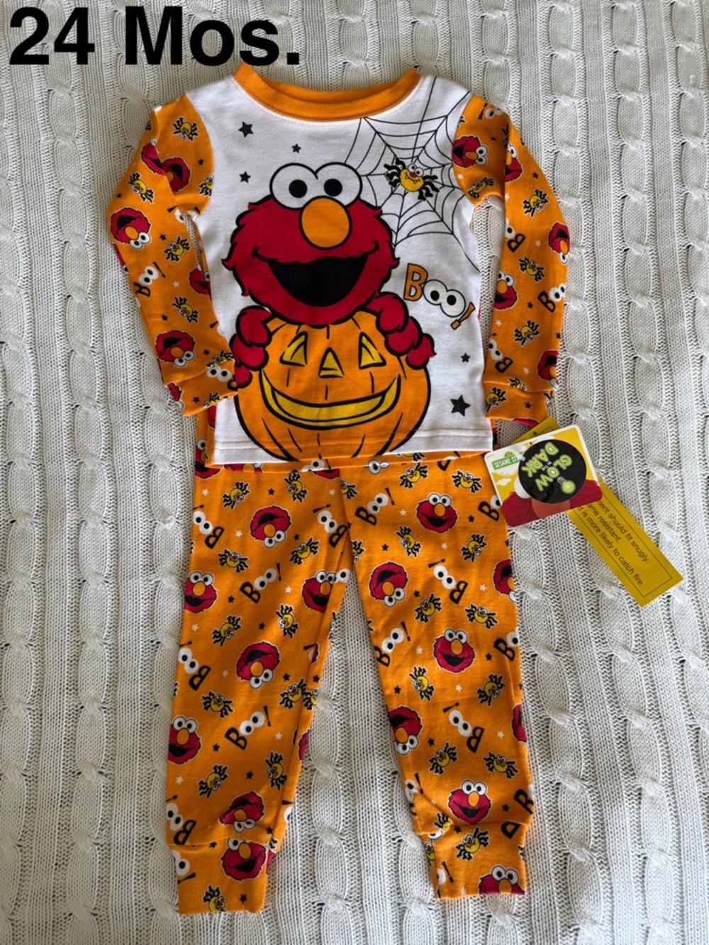 Sesame Street Halloween Elmo PJ Pajama Sleep 24 Months NEW Spooky Spider Glows